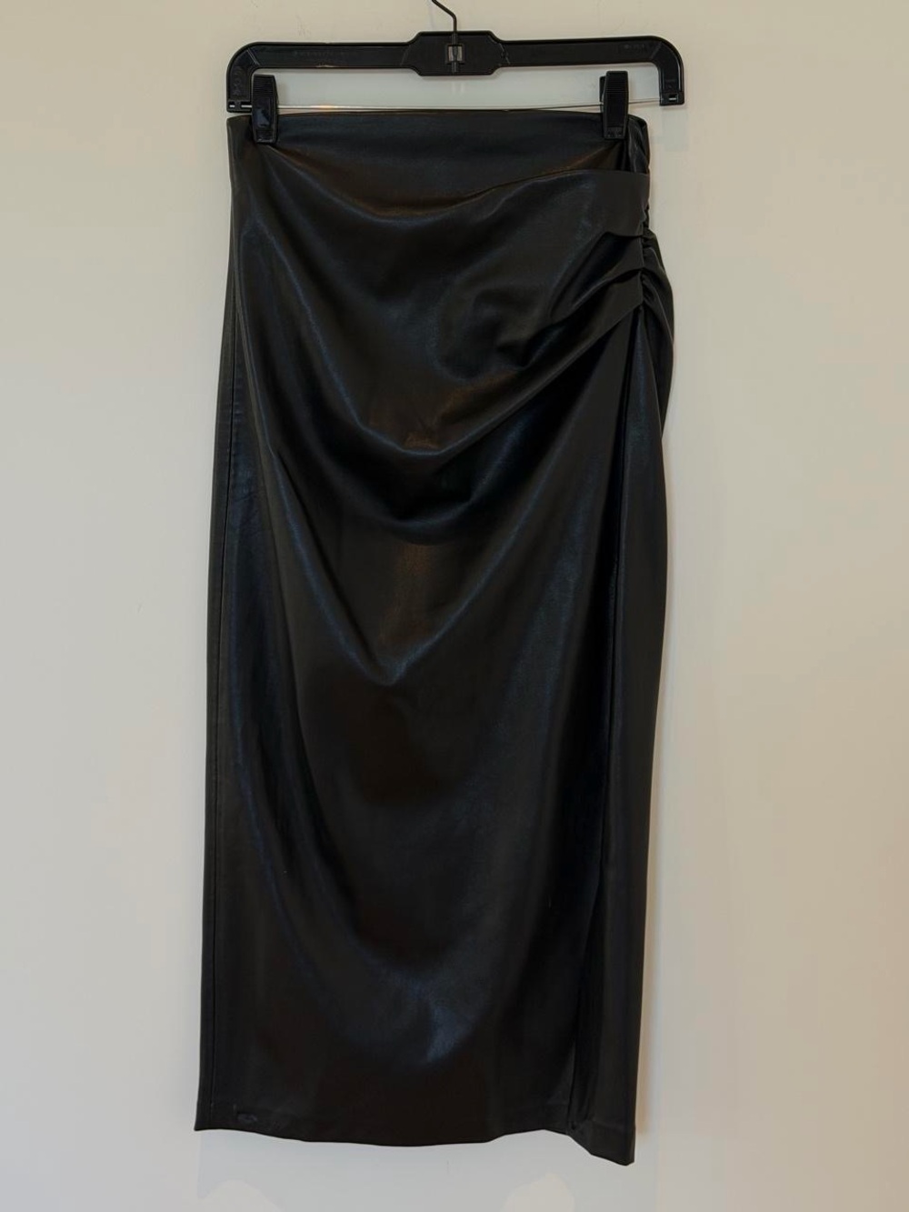 Zara faux leather draped skirt with a side slit